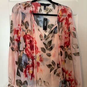 NWT WHBMFloral Chiffon Blouse